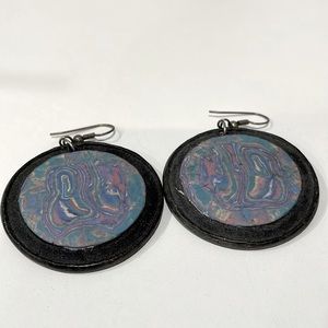 Vintage hand-painted mixed media earrings. GUC